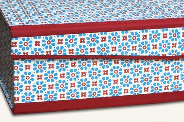 Box of blue red "Resi", flower design